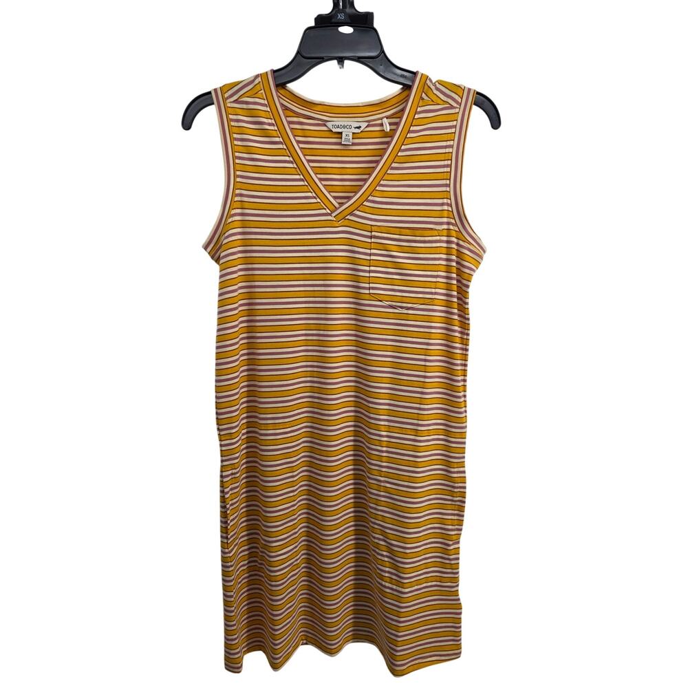 Toad&Co Swifty Tank Dress Yellow Pink Stripe Size XS